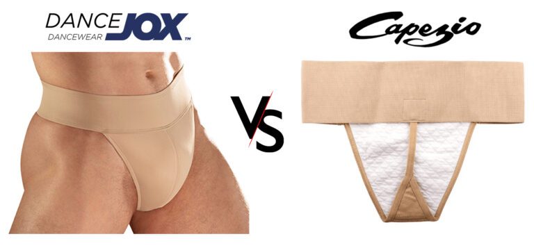 Capezio quilted dance belt compared to Dance Jox dance belt